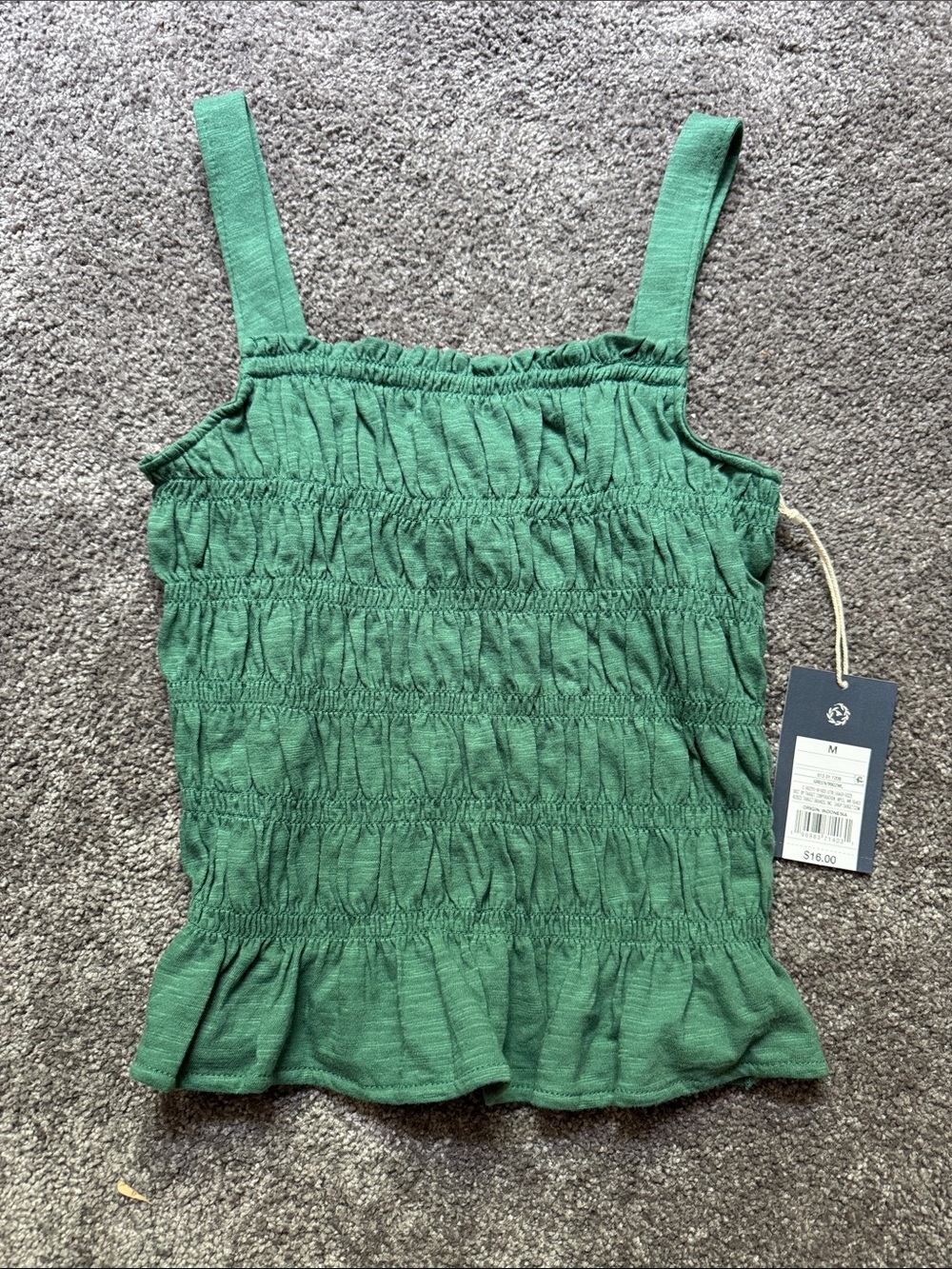 Women Green Smocked Tank Top Sz M Universal Thread